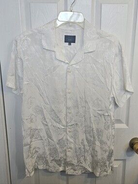 Marc Asher New York Mens Button Up Short Sleeve Shirt White Size Medium